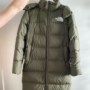 North Face Triple C Longline Down Parka in Olive
